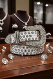 Barabas Wholesale men's Jewels Rhinestone Stone Buckle leather belt BK816 White silver