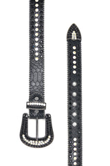 Barabas Wholesale Men's Jewels Rhinestone Stone Buckle Leather Belt BK817 Black Silver