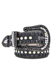 Barabas Wholesale Men's Jewels Rhinestone Stone Buckle Leather Belt BK817 Black 