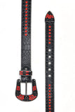 Barabas Wholesale Men's Jewels Rhinestone Stone Buckle Leather Belt BK817 Red