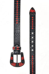 Barabas Wholesale Men's Jewels Rhinestone Stone Buckle Leather Belt BK817 Red