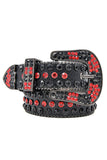 Barabas Wholesale Men's Jewels Rhinestone Stone Buckle Leather Belt BK817 Red