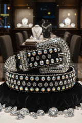 Barabas Wholesale Men's Jewels Rhinestone Stone Buckle Leather Belt BK817 Black Silver