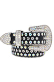 Barabas Wholesale Men's Jewels Rhinestone Stone Buckle Leather Belt BK817 Black Silver