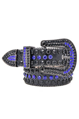 Barabas Wholesale Men's Jewels Rhinestone Stone Buckle Leather Belt BK817 Royal Blue