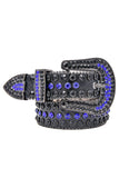 Barabas Wholesale Men's Jewels Rhinestone Stone Buckle Leather Belt BK817 Royal Blue