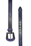 Barabas Wholesale Men's Jewels Rhinestone Stone Buckle Leather Belt BK817 Royal Blue