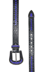 Barabas Wholesale Men's Jewels Rhinestone Stone Buckle Leather Belt BK817 Royal Blue