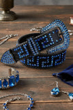 Barabas Wholesale Men's Greek Key Pattern Rhinestone Leather Belt BK818 Black Royal