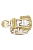 Barabas Wholesale Men's Greek Key Pattern Rhinestone Leather Belt BK818
