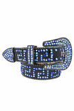 Barabas Wholesale Men's Greek Key Pattern Rhinestone Leather Belt BK818 Black Royal