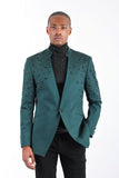 BARABAS Men's Luxury Rhinestone Lapel Collar Designer Blazer BL3080 Hunter Green