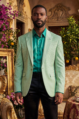 Barabas Wholesale Men's Rhinestone Solid Color Notch Lapel Blazer 2BLR6 Mint Green
