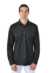 Barabas Wholesale Men's Greek Key Baroque Button Down Long Sleeves Shirts BR100 Black