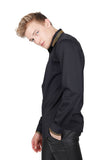 Barabas Wholesale Men's Greek Key Baroque Button Down Long Sleeves Shirts BR100 Black Gold
