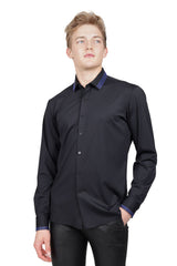 Barabas Wholesale Men's Rhinestone Greek key Pattern Long Sleeves Shirts BR100 Royal