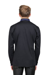 Barabas Wholesale Men's Greek Key Baroque Button Down Long Sleeves Shirts BR100 Black Royal