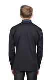 Barabas Wholesale Men's Greek Key Baroque Button Down Long Sleeves Shirts BR100 Black Royal