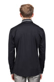 Barabas Wholesale Men's Rhinestone Greek key Pattern Long Sleeves Shirts BR100 Black Silver