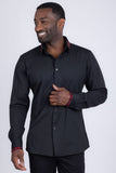 Barabas Wholesale Men's Rhinestone Greek key Pattern Long Sleeves Shirts BR100 Black Red