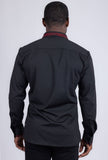 Barabas Wholesale Men's Rhinestone Greek key Pattern Long Sleeves Shirts BR100 Black Red