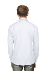 Barabas Wholesale Men's Greek Key Baroque Button Down Long Sleeves Shirts BR100 White Gold