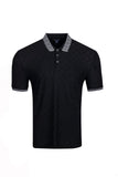 Benziny Men's Greek Key Collar Pattern Polo Shirt BZ109 Black
