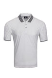Benziny Men's Greek Key Collar Pattern Polo Shirt BZ109 White