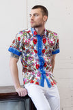 Barabas Wholesale Men's roses paisley graphic short sleeve shirt SS07 white