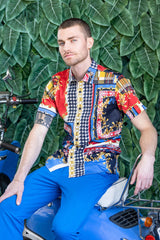 Barabas Wholesale Men's Rhinestone Watercolor Floral Short Sleeve Shirts SSR06