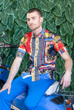 Barabas Wholesale Men's Rhinestone Watercolor Floral Short Sleeve Shirts SSR06