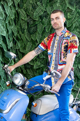 Barabas Wholesale Men's Rhinestone Watercolor Floral Short Sleeve Shirts SSR06