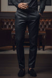 arabas Men's Shiny Leather Nylon Stretch Slim Fit Pants CP015 Black