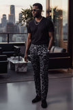 BARABAS men's cube prints checkered plaid navy black chino pants CP148 Black