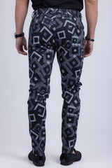 BARABAS men's cube prints checkered plaid navy black chino pants CP148 Black