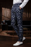 BARABAS men's cube prints checkered plaid navy black chino pants CP148 Navy