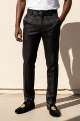 Barabas Men's Luxury Greek Key Pattern Black Chino Dress Pants CP167 Black