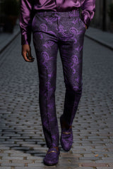 Barabas Men's Greek Pattern Floral Baroque Luxury Prom Blazer CP3100 Purple