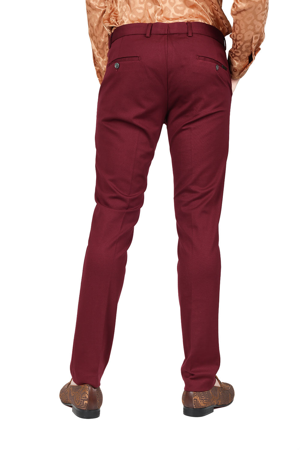 Barabas Wholesale Men's Solid Color Essential Chino Dress Stretch Pants CP4007 Burgundy