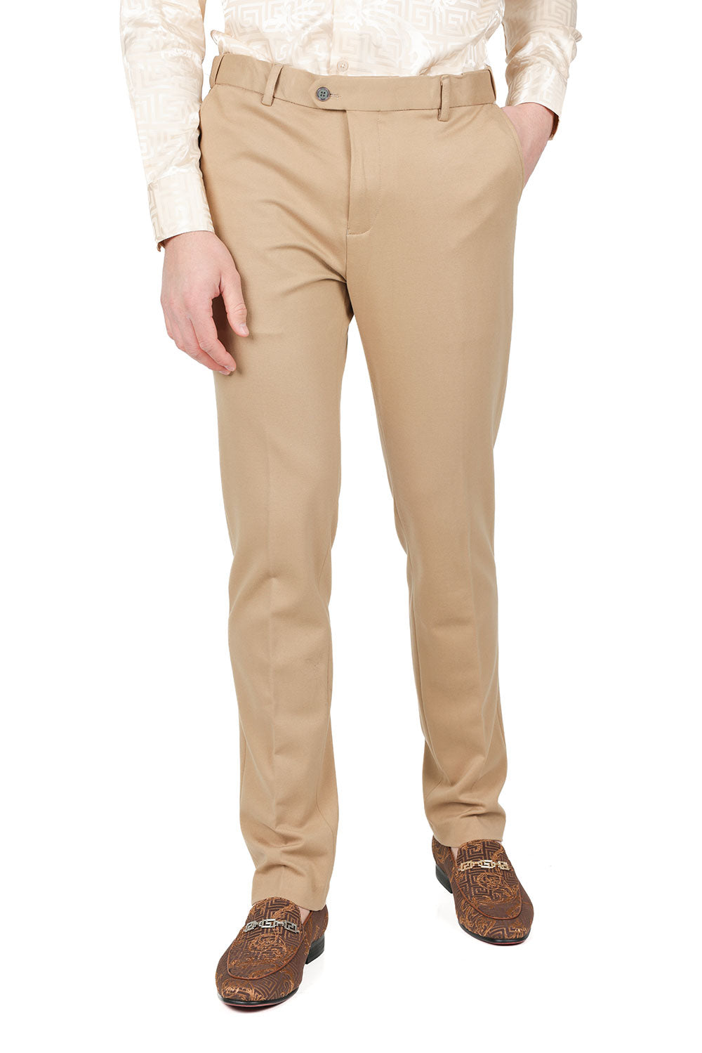 Barabas Wholesale Men's Solid Color Essential Chino Dress Stretch Pants CP4007 Khaki