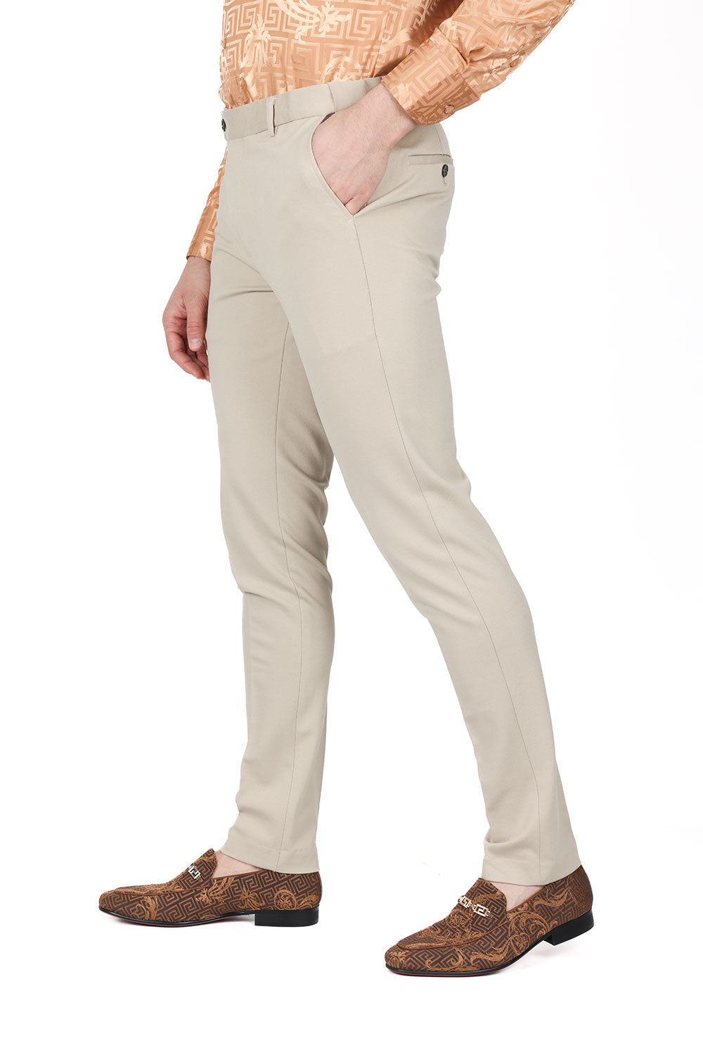 Barabas Wholesale Men's Solid Color Essential Chino Dress Stretch Pants CP4007 Tan