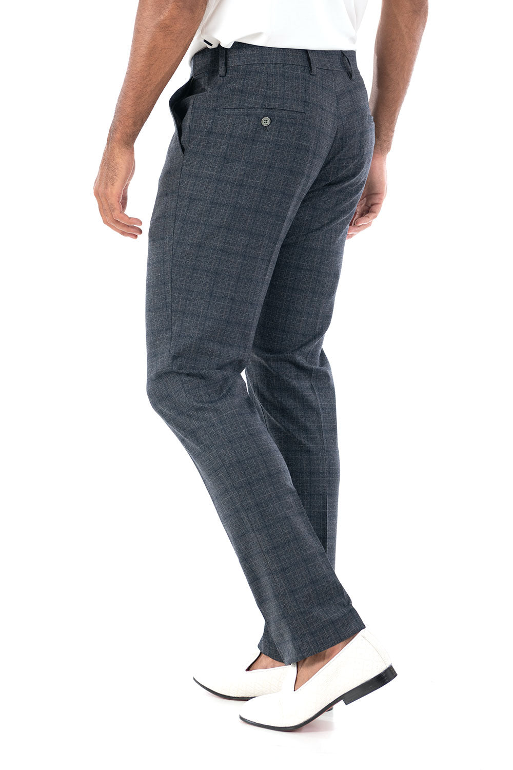 BARABAS Wholesale Men's checkered plaid chino pants CP83 Navy Grey