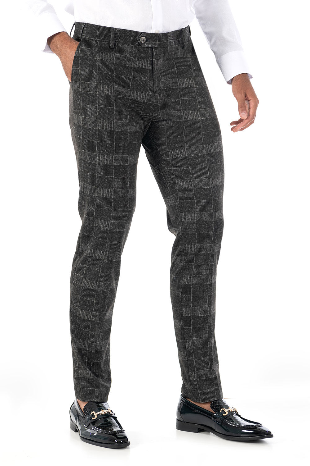 BARABAS Wholesale Men's checkered plaid chino pants CP85 Grey