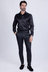 Barabas Men's Glossy Pattern Design Sparkly Luxury Dress Pants CP95 Black