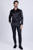 Barabas Men's Glossy Pattern Design Sparkly Luxury Dress Pants CP95 Black