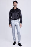 Barabas Men's Glossy Pattern Design Sparkly Luxury Dress Pants CP95 Silver