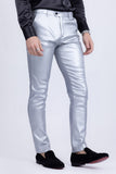 Barabas Men's Glossy Pattern Design Sparkly Luxury Dress Pants CP95 Silver