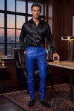 Barabas Men's Glossy Pattern Design Sparkly Luxury Dress Pants CP95 Royal Blue