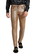 Barabas Men's Glossy Shiny Design Sparkly Luxury Dress Pants 2CPW27 Coffee