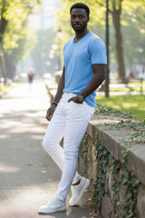 BARABAS Men's Slim Fit Snow White Denim Jeans DP3649 White